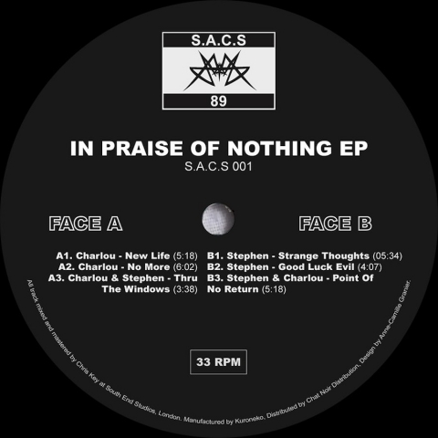 ( SACS 001 ) CHARLOU, STEPHEN - In Praise Of Nothing ( 12" vinyl ) S.A.C.S 89